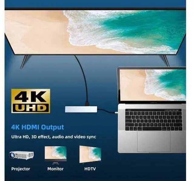 Alt view image 3 of 7 - XJYLCPC USB C Hub 8-in-1 Type C Hub with RJ45 Port, 2 USB 3.0 Port,4K HDMI,SD/TF Card Port,87W PD, Type-C Port Compatible for MacBook/Pro/Air 2016/2017/2018 and More USB C Devices