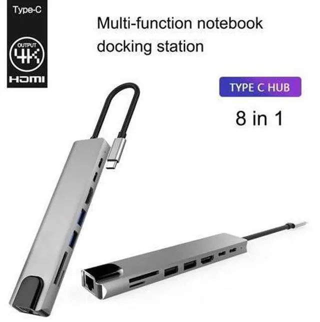 Main image of XJYLCPC USB C Hub,8-in-1 USB C Adapter Type C Hub with 4K HDMI RJ45 Ethernet Port 2X USB 3.0 SD/TF Card Reader 87W PD Charging Port Type-C Port Compatible with iPad Pro/MacBook/Type C Devices