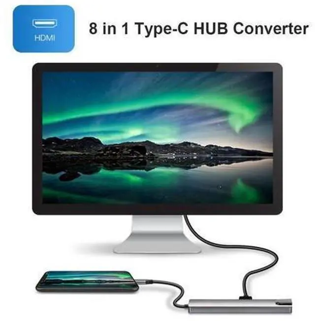 Alt view image 5 of 7 - XJYLCPC USB C Hub 8-in-1 Type C Hub with 4K HDMI Port, 2X USB 3.0, RJ45 Port, SD/TF Card Port, Type C Power Delivery Charging Port, Type-C Port Travel Dock for MacBook, Chromebook and More Type C
