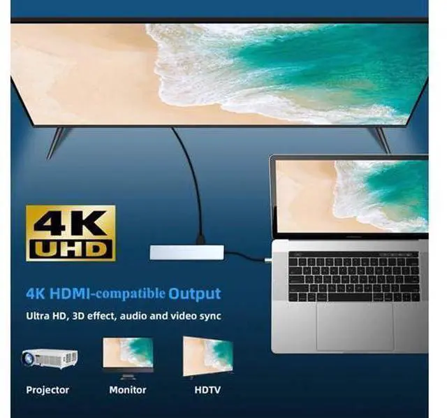 Alt view image 5 of 7 - XJYLCPC USB C Hub Adapter 8-in-1 4K USB C to HDMI Type C to 100M Ethernet , USB C to USB3.0/2.0 SD/TF Card Reader,3.0 Power Delivery USB-C Data Port,Portable Compatible with MacBook 2018 Ipad Pro