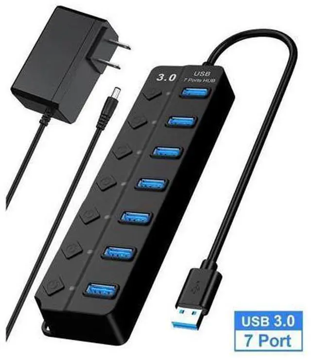 Main image of 7-Port USB 3.0 Hub with Individual Power Switches and LEDs Includes 5V DC Power Adapter (7IN1HUB)