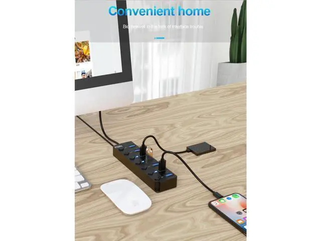 Alt view image 7 of 7 - 7-Port USB 3.0 Hub with Individual Power Switches and LEDs Includes 5V DC Power Adapter (7IN1HUB)