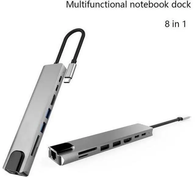 Main image of USB C Hub Multiport Adapter, 8-in-1 Type C Hub with RJ45 Port, 2 USB 3.0 Port,4K HDMI,SD/TF Card Port,87W PD, Type-C Port Docking Station, Compatible for MacBook Pro and Type C Devices