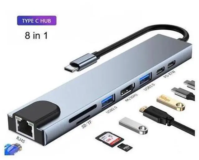 Main image of XJYLCPC 8-in-1 USB C Docking Station,Type C Hub with RJ45 Port, USB3.0/2.0 Port,4K HDMI,SD/TF Card Port,87W PD, Type-C Port Compatible for MacBook Pro and Type C Devices