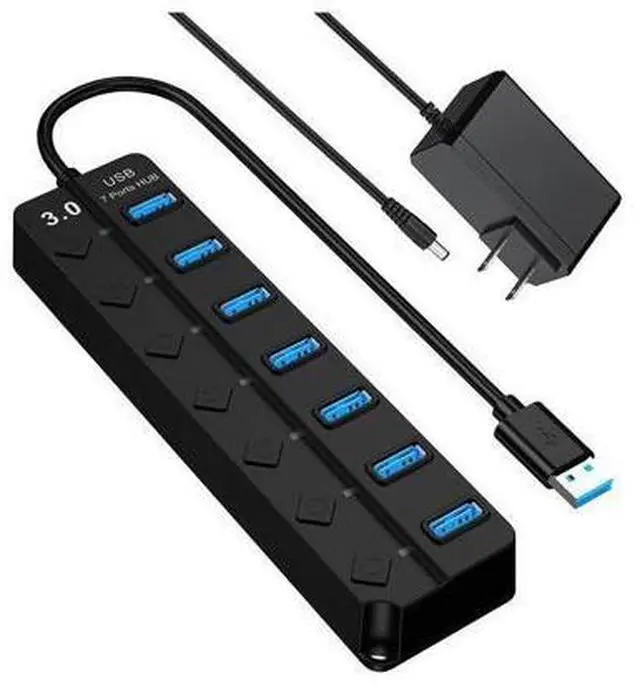 Main image of XJYLCPC USB Hub 3.0 Splitter, 7-Port USB Hubs, Multiple Ports Expansion, Individual On/Off Switch LED Indicator, Slim Portable Data Expander for Laptop, Keyboard, Mouse, Adapter