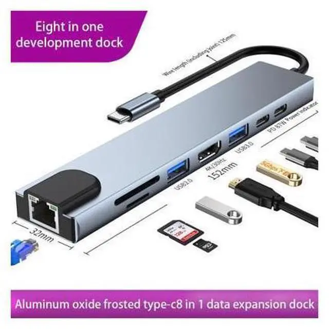 Main image of USB C Docking Station with RJ45 Port, USB3.0/2.0 Port,4K HDMI,SD/TF Card Port,87W PD, Type-C Port Compatible for MacBook/Pro/Air 2016/2017/2018 and More USB C Devices
