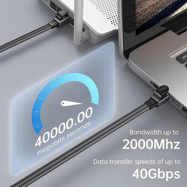 Alt view image 5 of 7 - Cat 8 Ethernet Cable 50FT/15M, 26AWG Flat Braided High Speed Network LAN Cable 40gbps 2000mhz, Heavy Duty Shielded Ethernet Cord with Gold Plated RJ45 Connectors for Router Modem Gaming PS5/4, Xbox