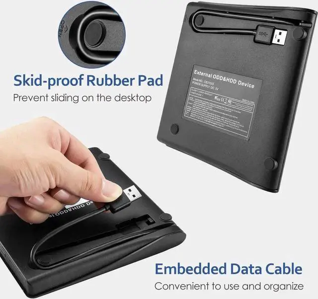 Alt view image 7 of 7 - External DVD Drive, USB 3.0 Portable CD/DVD+/-RW Drive/DVD Player for Laptop CD ROM Burner Compatible with Laptop Desktop PC Windows Linux OS Apple Mac Black