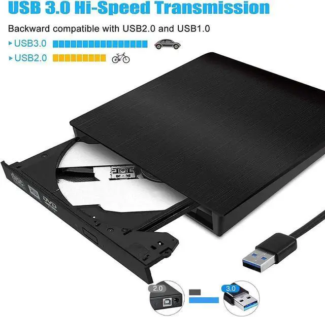 Alt view image 5 of 7 - External DVD Drive, USB 3.0 Portable CD/DVD+/-RW Drive/DVD Player for Laptop CD ROM Burner Compatible with Laptop Desktop PC Windows Linux OS Apple Mac Black