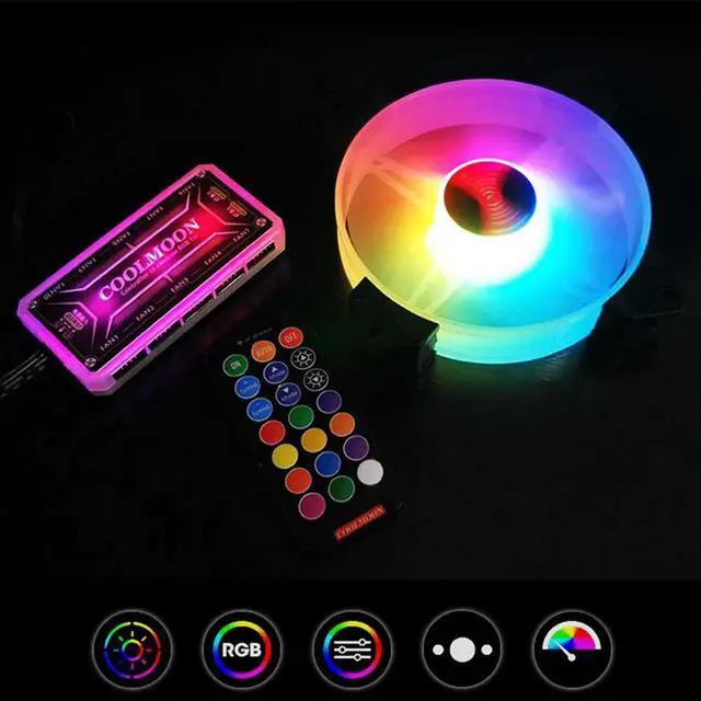 Alt view image 2 of 7 - 4PCS Computer Case Fan RGB Fans adjustable Colorful Lamp Light for Intel AMD radiator Mute PC 120mm Case Fan Adjust Cooler Fan (4pcs Case Fans with Controller)