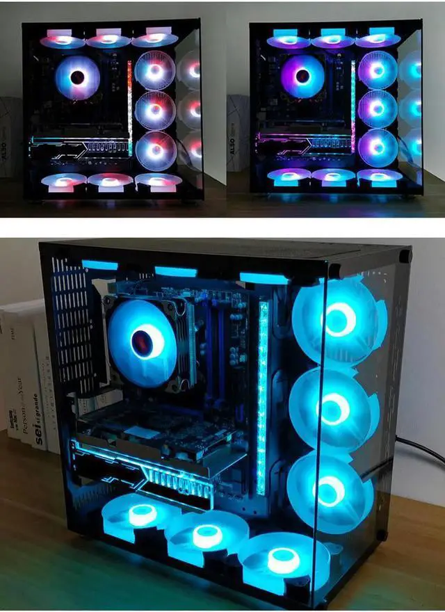 Alt view image 4 of 7 - 4PCS Computer Case Fan RGB Fans adjustable Colorful Lamp Light for Intel AMD radiator Mute PC 120mm Case Fan Adjust Cooler Fan (4pcs Case Fans with Controller)