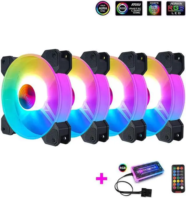 Main image of 4PCS Computer Case Fan RGB Fans adjustable Colorful Lamp Light for Intel AMD radiator Mute PC 120mm Case Fan Adjust Cooler Fan (4pcs Case Fans with Controller)