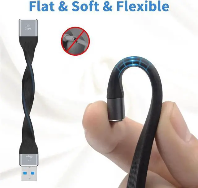 Main image of Short USB 3.0 Extension Cable, 5inch Flat FPC USB 3.0 Extension Cable, USB 3.0 USB A Male to USB A Female, 10Gbps USB 3.1 Extender Cable for VR, Playstation, Keyboard, Printer, Scanner, USB Hub
