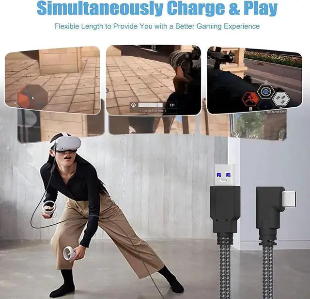 Alt view image 5 of 6 - USB 3.0 A to C VR Link Cable for Oculus Quest 2 20ft / 6M, USB C 3.2 Gen1/ 5Gbps Oculus Quest 2 Link Cable, Fast Charging & PC Data Transfer Compatible for Oculus Quest 1 / Quest 2 Headset Link Cord