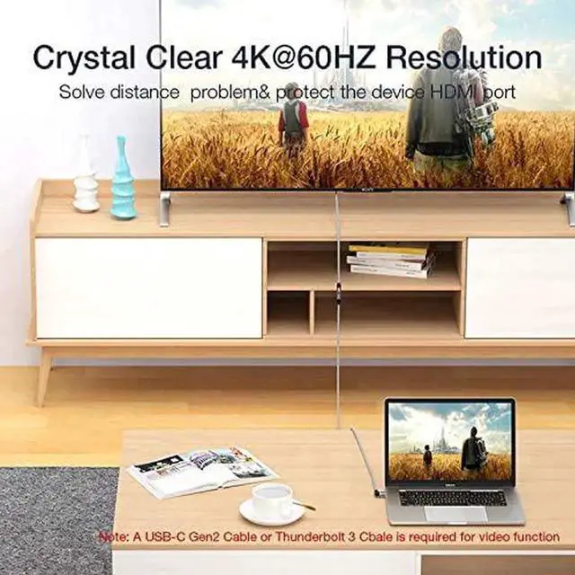 Alt view image 3 of 6 - Right Angle USB C Extension Cable 3.3FT / 1M, USB-C 3.1 Male to Female 4K Video Cord, Gen 2 10Gbps, 90 Degree Type C Extender, Compatible with Thunderbolt 3 MacBook Pro/Air,iPad Pro, Nintendo Switch