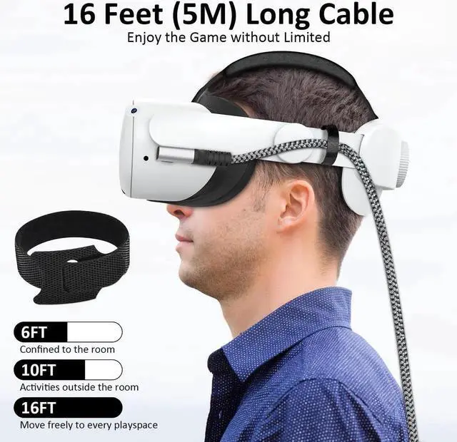 Alt view image 4 of 7 - USB C to USB C VR Link Cable, 16FT/5M VR Cable Compatible with Meta Oculus Quest 2/3/Pro Pico, Nylon Braided USB C to C Cord Cable Accessories and Gaming PC Steam VR, Type C Cable, for VR Headset