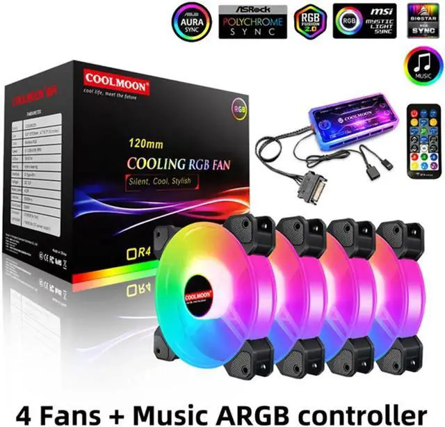 Main image of 5V 6pin ARGB PC Case Fans,120mm RGB Case Fan with Fan Hub and Remote, Aura SYNC, Music Rhythm, Speed Control, Addressable Fan for Computer Case Chassis DIY Adjust Cooler (3 Case Fan+Music Controller)