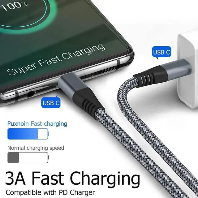 Alt view image 7 of 7 - USB C to USB C Cable 6ft 60w, 3Pack USB C Cable, PD Type C Charging Cable Fast Charging Compatible with MacBook Pro 2020, iPad Pro, iPad Air 4, Galaxy S20, Switch, Pixel, LG and Other USB C Charger