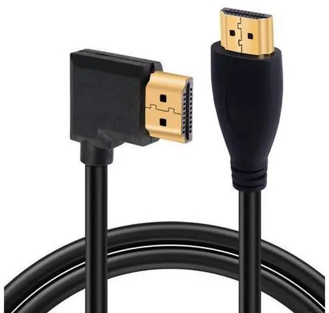 Main image of 4K HDMI Cable 1.4,90 Degrees Angle HDMI Male to Male Cable 4k@30Hz,Gold-Plated Connector,Support ARC, 3D, Ethernet,for HD TV, Lactop, PC,Projector-Black(1m/3.2Ft) (Black - Straight to Right)