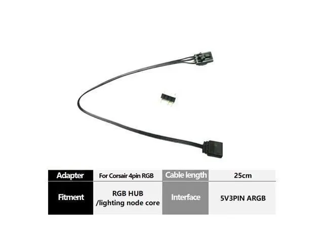 Alt view image 2 of 6 - Adapter cable For Corsair RGB Fan (4-pin) to Asus Aura/MSI Mystic Light Addressable RGB