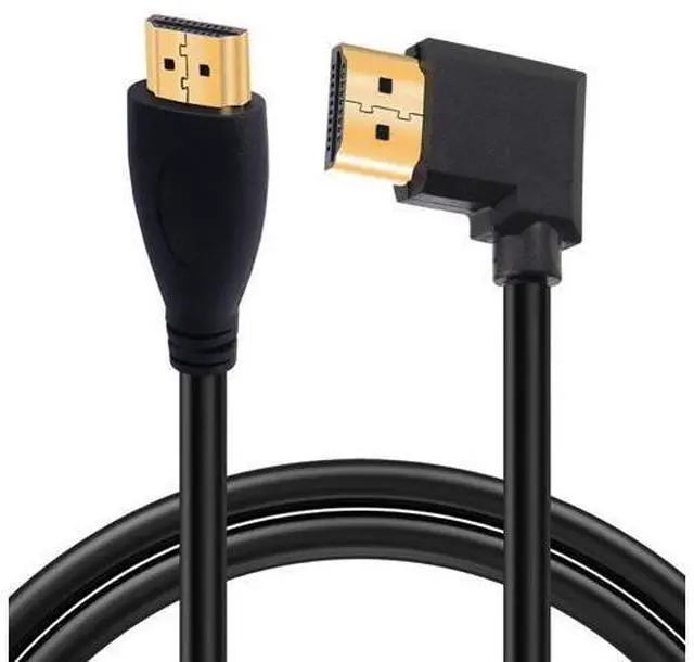 Main image of 4K HDMI Cable 1.4,90 Degrees Angle HDMI Male to Male Cable 4k@30Hz,Gold-Plated Connector,Support ARC, 3D, Ethernet,for HD TV, Lactop, PC,Projector-Black(1m/3.2Ft) (Black - Straight to Left)