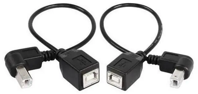 Main image of USB 2.0 Type-B Printer Cable, 2-Pack USB 2.0 B Female to Type-B Male (90 Degree UP + Down Right Angle) Printer Short Extension Cable for Scanner, Mobile HDD and More (UP-Down)