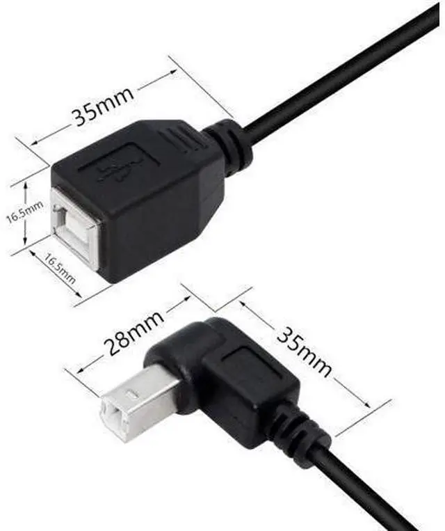 Alt view image 7 of 7 - USB 2.0 Type-B Printer Cable, 2-Pack USB 2.0 B Female to Type-B Male (90 Degree UP + Down Right Angle) Printer Short Extension Cable for Scanner, Mobile HDD and More (UP-Down)