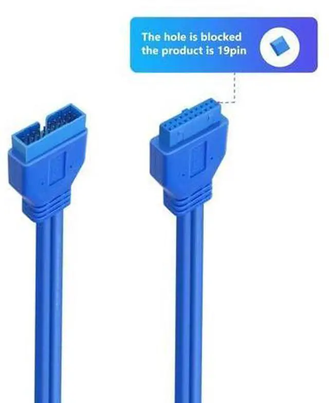 Alt view image 3 of 6 - USB 3.0 Motherboard Extension Cable 19/20 Pin Male to Female Internal Adapter (Blue, 1FT)