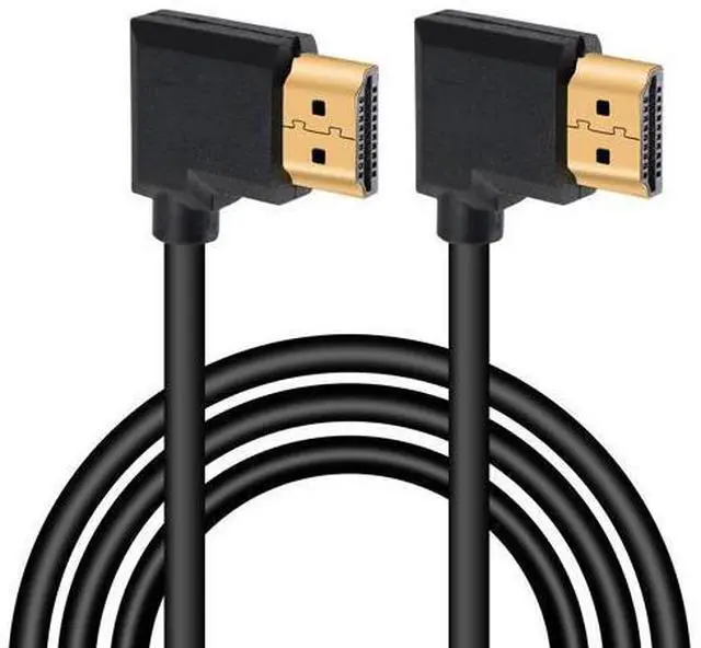 Main image of 4K HDMI Cable 1.4,90 Degrees Angle HDMI Male to Male Cable 4k@30Hz,Gold-Plated Connector,Support ARC, 3D, Ethernet,for HD TV, Lactop, PC,Projector-Black(1m/3.2Ft) (Black - Right to Right)