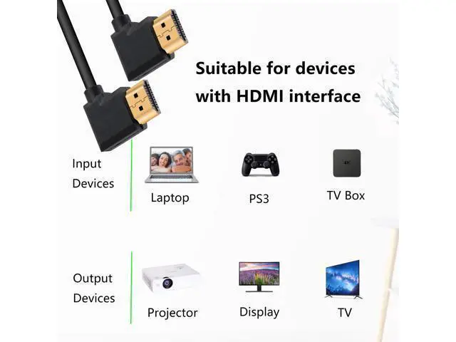 Alt view image 3 of 7 - 4K HDMI Cable 1.4,90 Degrees Angle HDMI Male to Male Cable 4k@30Hz,Gold-Plated Connector,Support ARC, 3D, Ethernet,for HD TV, Lactop, PC,Projector-Black(1m/3.2Ft) (Black - Right to Right)
