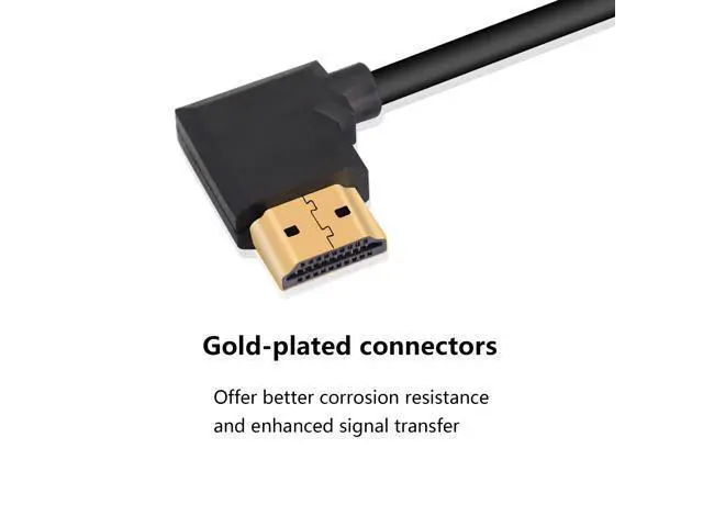 Alt view image 4 of 7 - 4K HDMI Cable 1.4,90 Degrees Angle HDMI Male to Male Cable 4k@30Hz,Gold-Plated Connector,Support ARC, 3D, Ethernet,for HD TV, Lactop, PC,Projector-Black(1m/3.2Ft) (Black - Left to Right)