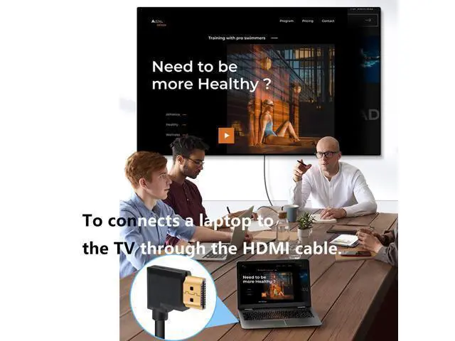 Alt view image 7 of 7 - 4K HDMI Cable 1.4,90 Degrees Angle HDMI Male to Male Cable 4k@30Hz,Gold-Plated Connector,Support ARC, 3D, Ethernet,for HD TV, Lactop, PC,Projector-Black(1m/3.2Ft) (Black - Left to Right)