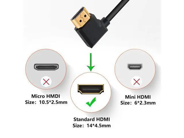 Alt view image 2 of 7 - 4K HDMI Cable 1.4,90 Degrees Angle HDMI Male to Male Cable 4k@30Hz,Gold-Plated Connector,Support ARC, 3D, Ethernet,for HD TV, Lactop, PC,Projector-Black(1m/3.2Ft) (Black - Left to Right)