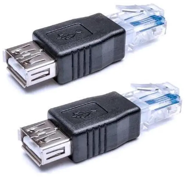 Main image of 2 Pack Ethernet to USB Adapter, USB to Ethernet Adapter, RJ45 Ethernet Male to USB Female Converter, USB to RJ45 Connector for ADSL Modem, Router, Camera with Network Function
