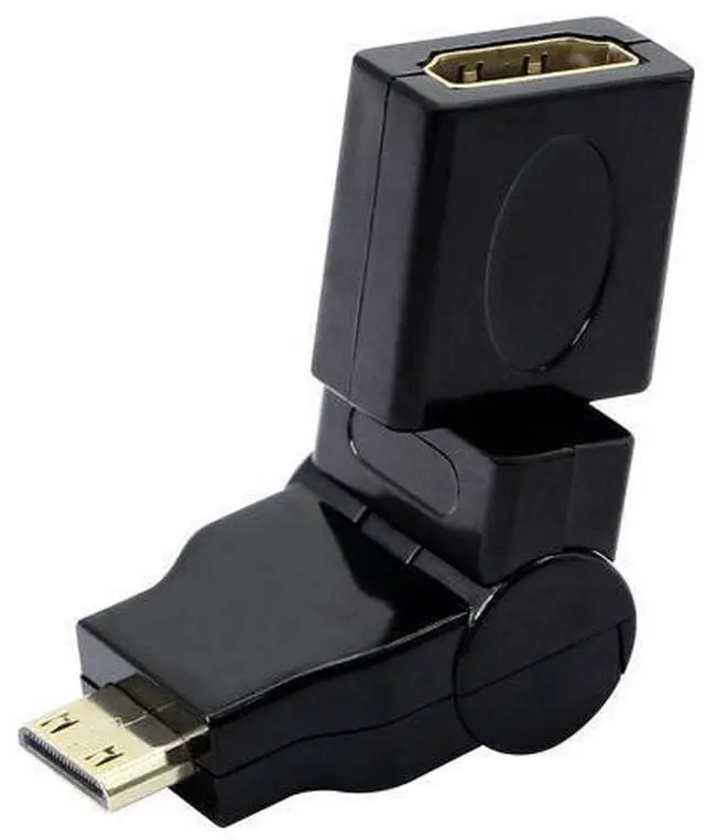 Main image of Swivel Angle Mini HDMI to HDMI Adapter, 90 180 360 Degree Rotating and Swivel Twist Mini HDMI Male to HDMI Female Converter Gold Plated 3D 2K for Camera, Camcorder, DSLR, Tablet, Video Card