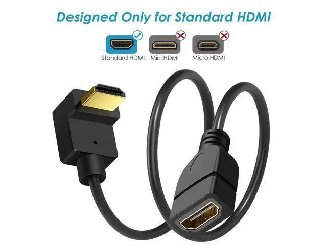 Alt view image 2 of 7 - HDMI Extension Cable Down Angle 1.5 Feet 4K HDMI Extender Cable Male to Female Adapter Cord 90 Degree HD Video Converter Short Wire for Monitor, Laptop, Projector, HDTV
