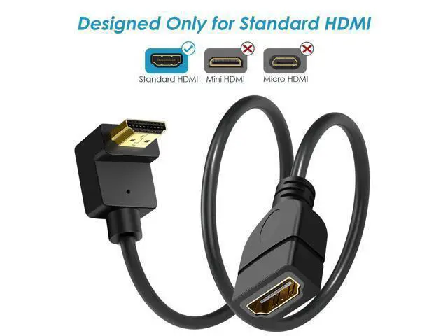 Alt view image 2 of 7 - HDMI Extension Cable Up Angle 1.5 Feet 4K HDMI Extender Cable Male to Female Adapter Cord 90 Degree HD Video Converter Short Wire for Monitor, Laptop, Projector, HDTV