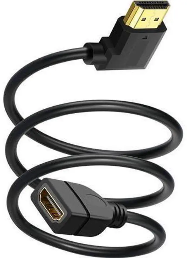 Main image of HDMI Extension Cable Left Angle 1.5 Feet 4K HDMI Extender Cable Male to Female Adapter Cord 90 Degree HD Video Converter Short Wire for Monitor, Laptop, Projector, HDTV
