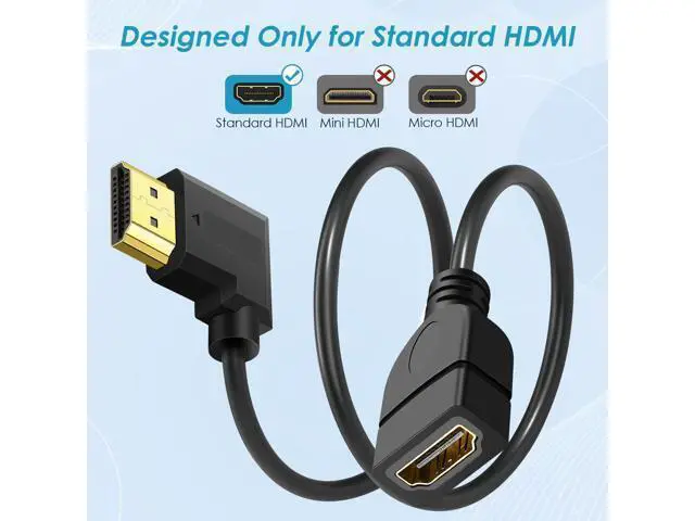 Alt view image 2 of 7 - HDMI Extension Cable Left Angle 1.5 Feet 4K HDMI Extender Cable Male to Female Adapter Cord 90 Degree HD Video Converter Short Wire for Monitor, Laptop, Projector, HDTV