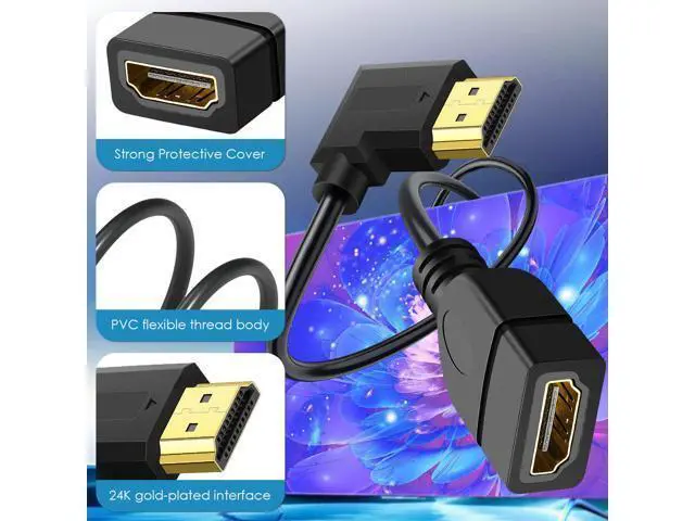Alt view image 5 of 7 - HDMI Extension Cable Right Angle 1.5 Feet 4K HDMI Extender Cable Male to Female Adapter Cord 90 Degree HD Video Converter Short Wire for Monitor, Laptop, Projector, HDTV