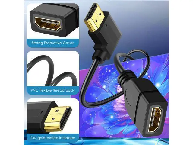 Alt view image 5 of 7 - HDMI Extension Cable Left Angle 1.5 Feet 4K HDMI Extender Cable Male to Female Adapter Cord 90 Degree HD Video Converter Short Wire for Monitor, Laptop, Projector, HDTV