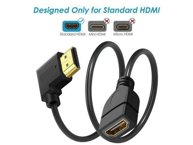 Alt view image 2 of 7 - HDMI Extension Cable Right Angle 1.5 Feet 4K HDMI Extender Cable Male to Female Adapter Cord 90 Degree HD Video Converter Short Wire for Monitor, Laptop, Projector, HDTV