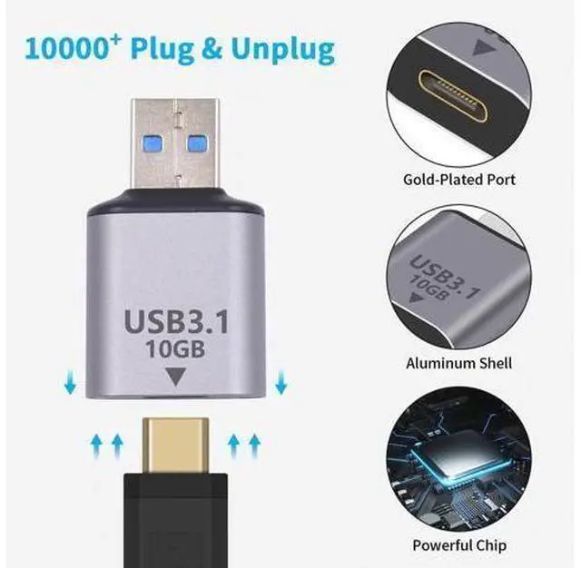 Alt view image 5 of 7 - 10Gbps USB C to USB Adapter 3.1 Gen 2, (1-Pack) USB C Female to USB Male Adapter Double-Sided SuperSpeed Data Sync & ChargingOTG Converter Connector for Laptop, PC, Power Bank