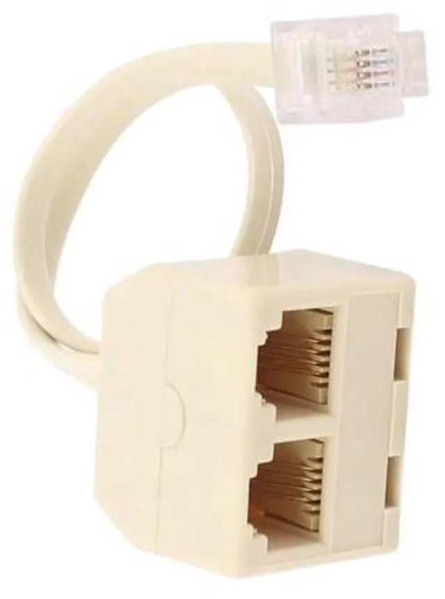Alt view image 6 of 6 - (2 Pack) Two Way Telephone Splitter,1 Male to 2 Female Converter Cable RJ11 6P4C Telephone Wall Adaptor and Separator,RJ11 6P4C 2 Way Outlet Telephone Jack Line Splitter Adapter Beige