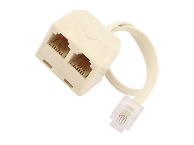 Alt view image 5 of 6 - (2 Pack) Two Way Telephone Splitter,1 Male to 2 Female Converter Cable RJ11 6P4C Telephone Wall Adaptor and Separator,RJ11 6P4C 2 Way Outlet Telephone Jack Line Splitter Adapter Beige