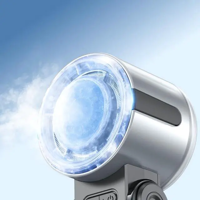 Alt view image 4 of 7 - NASA 4000mAh Folding Neck Semiconductor Refrigeration Turbine High-speed Mini Handheld Fan(Grey) Pink