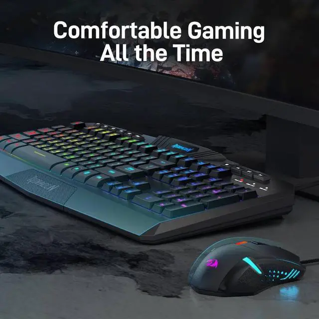 Alt view image 6 of 7 - Redragon Rainbow Programmable Gaming Keyboard and Mouse Combo,USB Wired LED Backlight Gaming Mouse and Mechanical Feel Keyboard,5 Macro Record Keys,Full Size Keyboard,RGB Gaming Set,PC Bundle