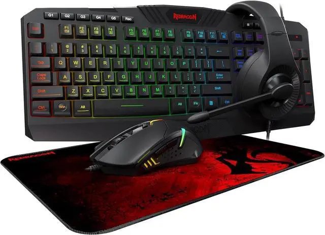Main image of Redragon 4 in 1 Wired RGB LED Backlit 104 Keys Gaming Keyboard and Programmable Rainbow Mouse Combo,Over Ear Headset with Mic & Mouse Pad,Anti-Ghosting Gaming Set for PC/Windows/PS5/PS4