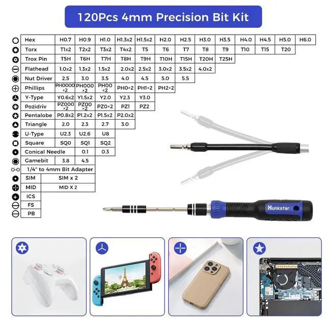 Alt view image 3 of 7 - Hunkstar S191 1-in-1 Precision Screwdriver Set, Repair Tool Kit for iPhone, MacBook, Computer, Laptop, Tablet, Game Console