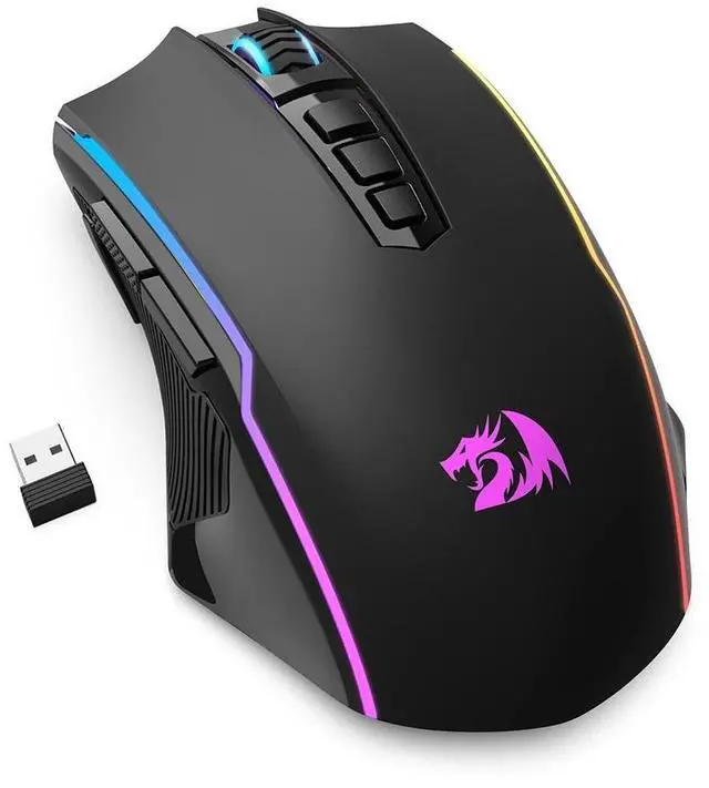 Alt view image 2 of 5 - Redragon Wireless Gaming Mouse, 12000DPI /Tri-Mode 2.4G/USB-C/Bluetooth Mouse Gaming, 12000 DPI, RGB Backlit, Fully Programmable, Rechargeable Wireless Computer Mouse for Laptop PC Mac, Black